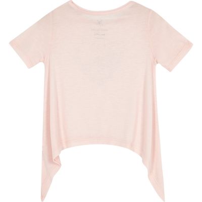 Mini girls light pink print t-shirts